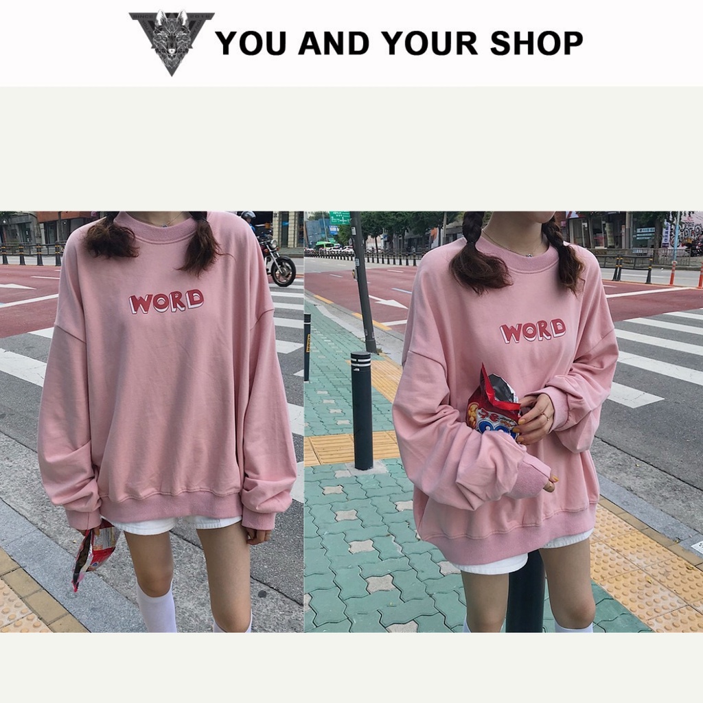 Áo sweater YAYSHOP unisex nam nữ - Chất Nỉ mềm phong cách Hàn Quốc chữ WORD xinh xắn