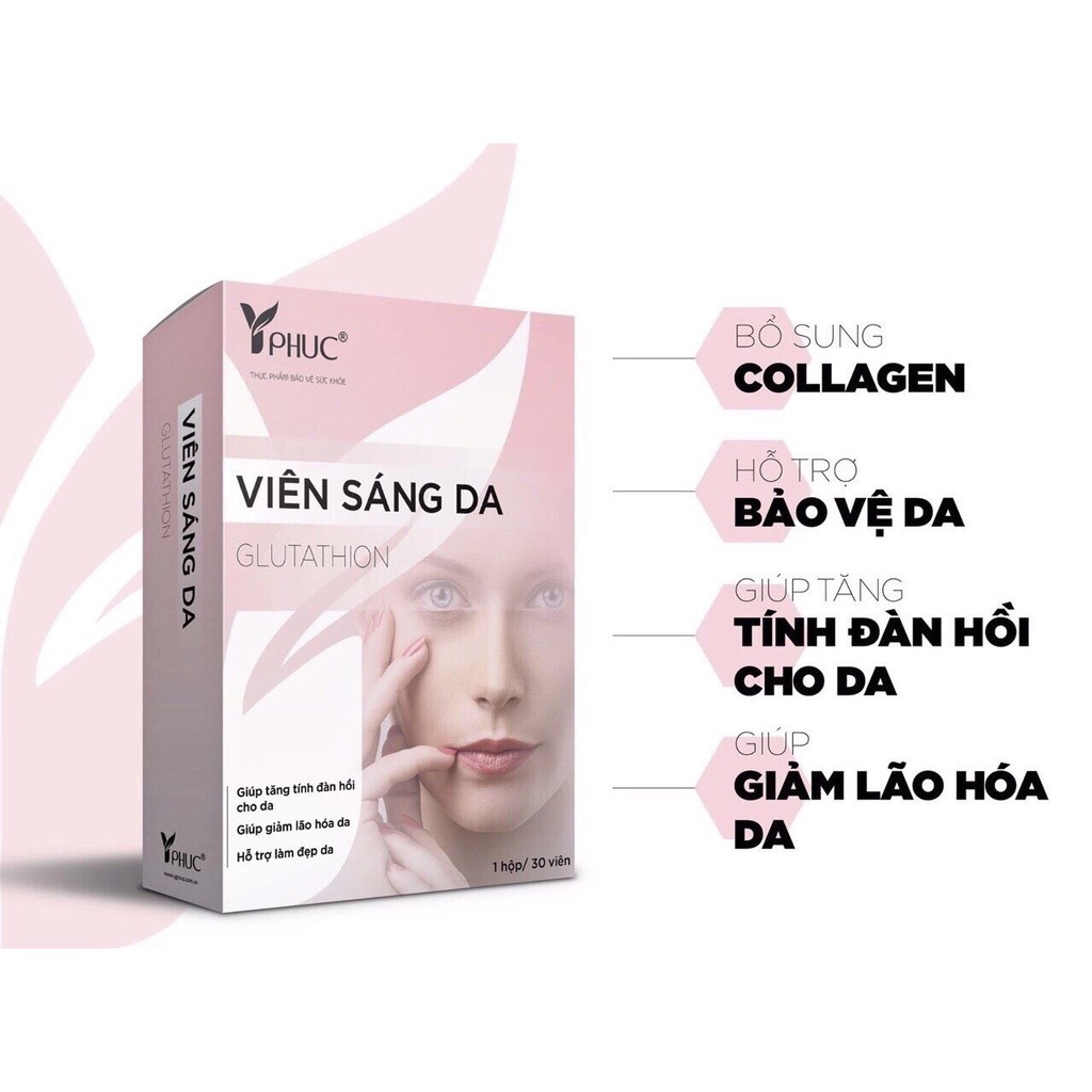 Viên Sáng Da Glutathion giúp làm tăng độ đàn hồi cho da, hỗ trợ làn da trắng sáng | BigBuy360 - bigbuy360.vn