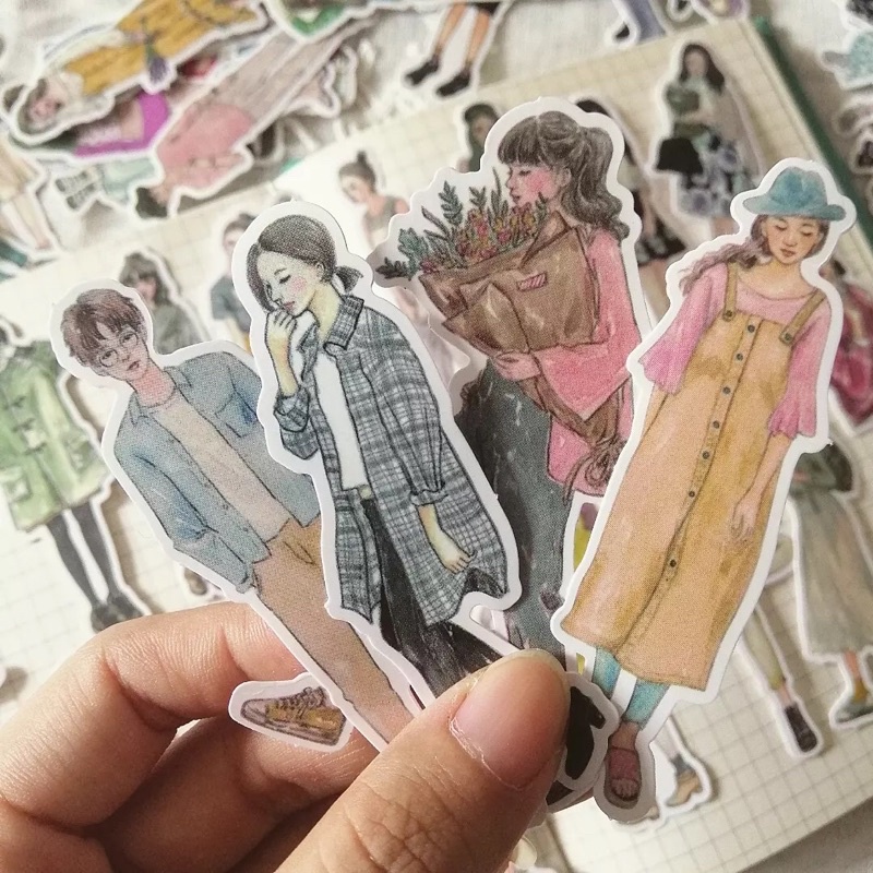 Set 20 sticker cô gái thời trang fashion girl dùng trang trí bullet journal - ginandtonic