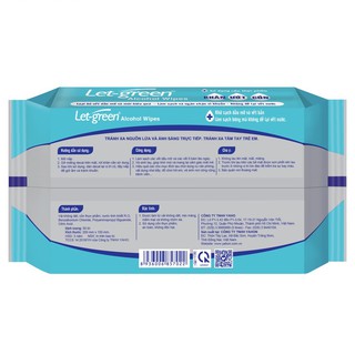 KHĂN GIẤY ƯỚT CỒN LET GREEN (50 MIẾNG/GÓI)