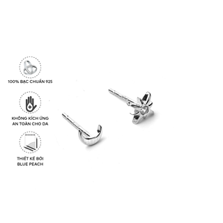 Khuyên tai bạc blue peach bling moon v2 kt339