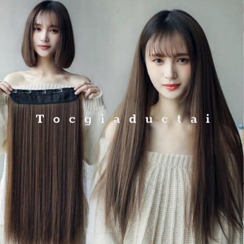 Tóc giả nữ dạng kẹp đuôi thẳng dài 55cm kèm Ảnh thật