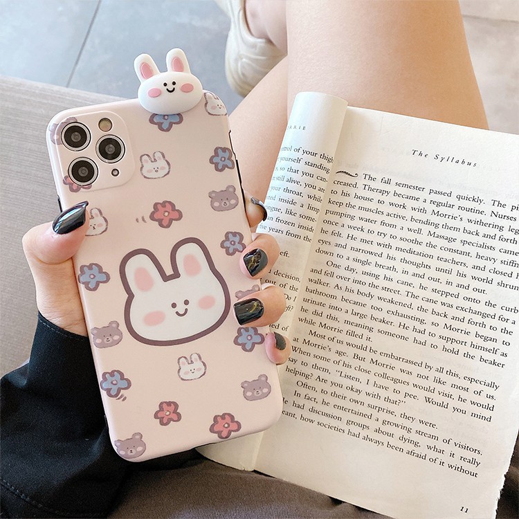 Ốp lưng iphone leo IMD Gấu nâu - Thỏ trắng 7plus/ 8plus / x /xs /xsmax/11/ /11 promax/12/12pro/12promax  DT07- Dino Case