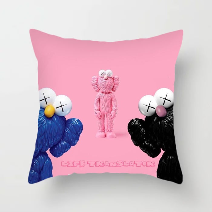 Gối Đệm Ghế Sofa In Hình Kaws/Sesame Street/Kaw Pokémon Ấm Áp Không Gối