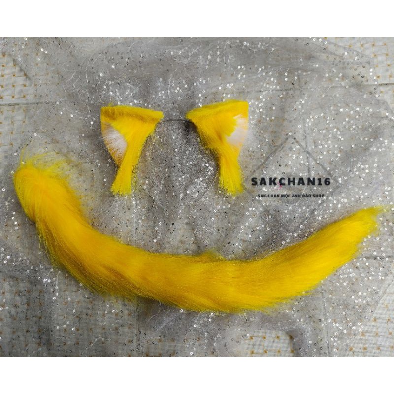 Tai đuôi mèo hoá trang cosplay màu vàng xinh xắn