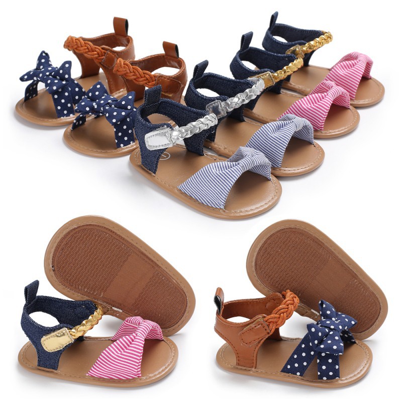 Giày Sandal xỏ ngón chống trượt cho bé gái từ 0-12 tháng tuổi