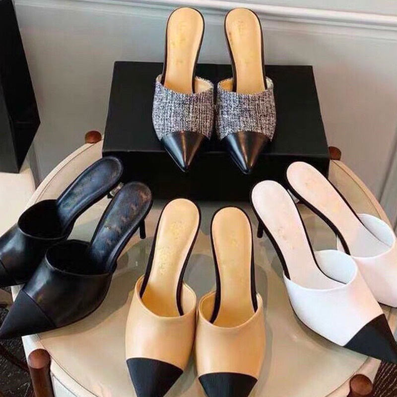 Giày Sandal Chanel Hai Màu Phong Cách Cổ Điển