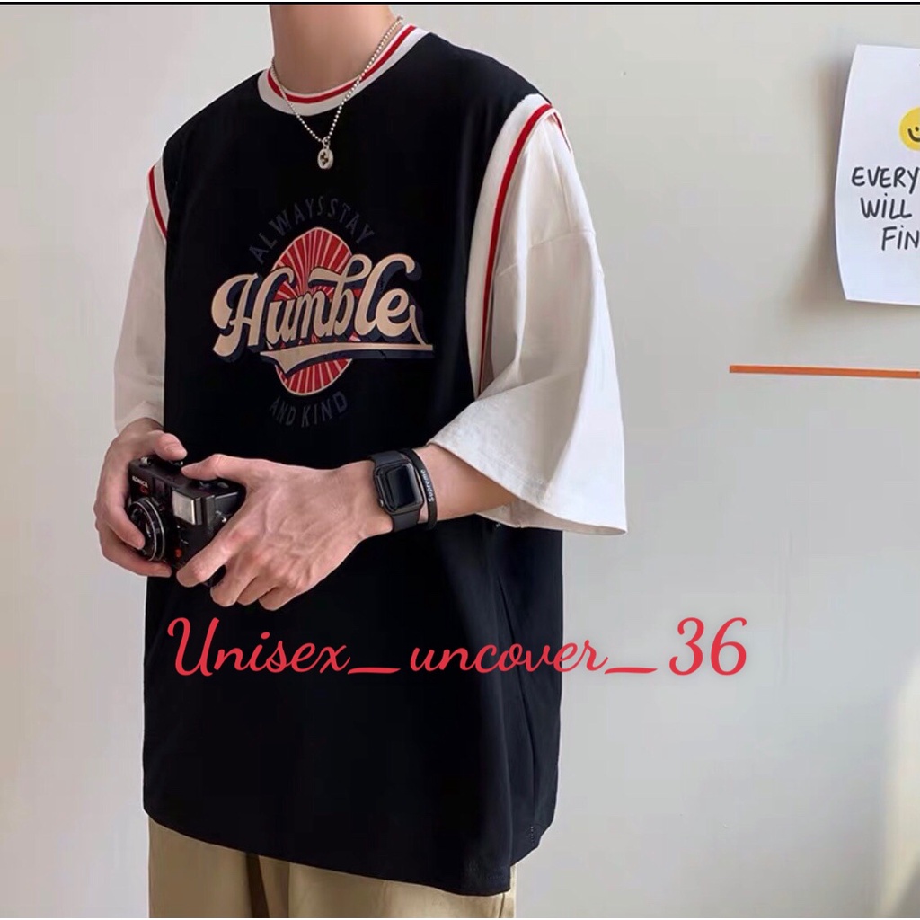 [Mã FAMARAL1 giảm 10K đơn 50K] [BÁN SỈ] Aó Thun Phối Tay Chữ HUMBLE UNISEX Chất cotton Mát Mịn