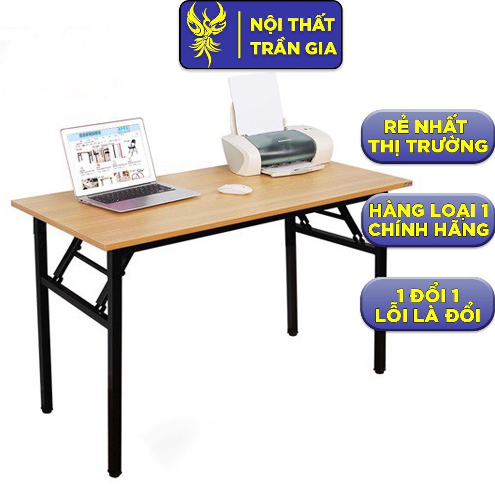 Bàn làm việc gấp gọn TG13 Bàn văn phòng gỗ chân sắt sơn tĩnh điện, tháo lắp đơn giản - Nội Thất Trần Gia
