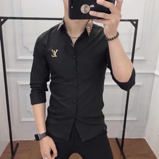 Áo sơ mi LV họa tiết logo nhỏ dễ thương new