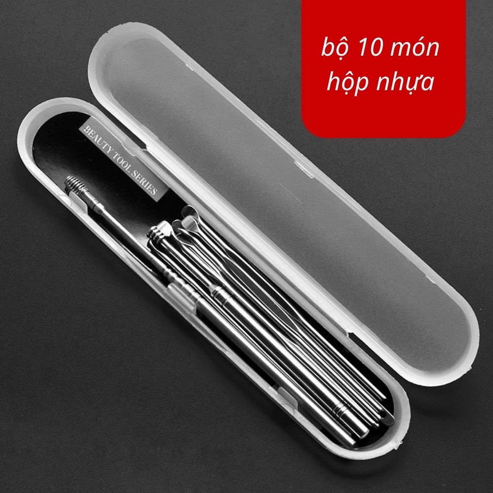 Bộ lấy ráy tai bằng thép không gỉ, bộ dụng cụ vệ sinh tai móc chìa khoá tiện lợi - B7M