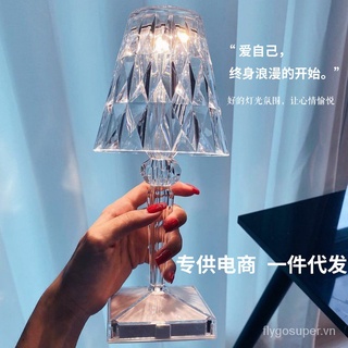 Đèn ngủ pha lê đính đá pha lê kiểu ý sáng tạo có thể sạc lại