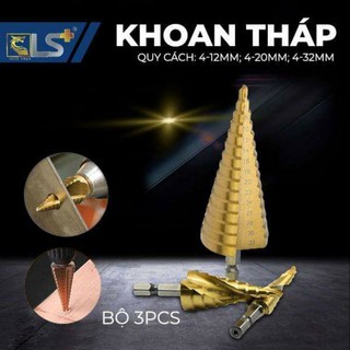 set bộ 3 mũi khoan tháp LS+