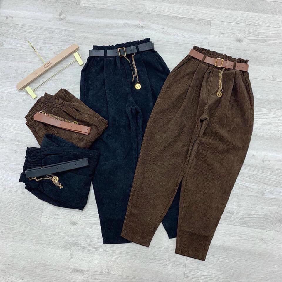 Quần Tây Baggy Nữ, Quần Baggy Vải Lưng Chun Chất Nhung Tăm Mềm Mịn Kèm Belt Thời Trang Trẻ Trung Năng Động Cho Phái Nữ. | BigBuy360 - bigbuy360.vn