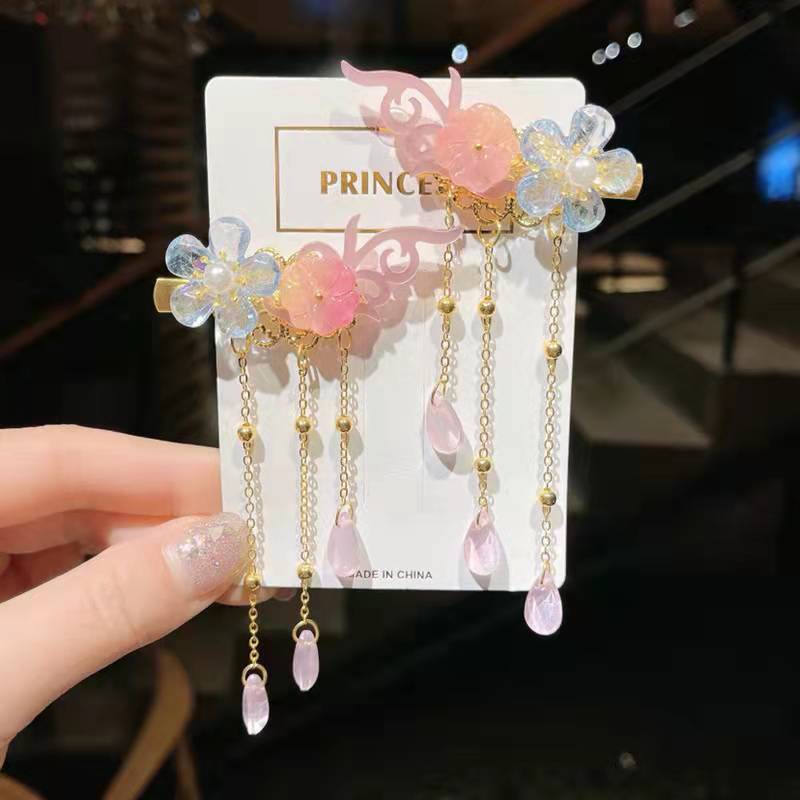 1 Cặp Kẹp Tóc Hình Chú Chim Trắng/Đỏ Phong Cách Trung Hoa Cổ Điển Thời Trang Cho Bé Gái