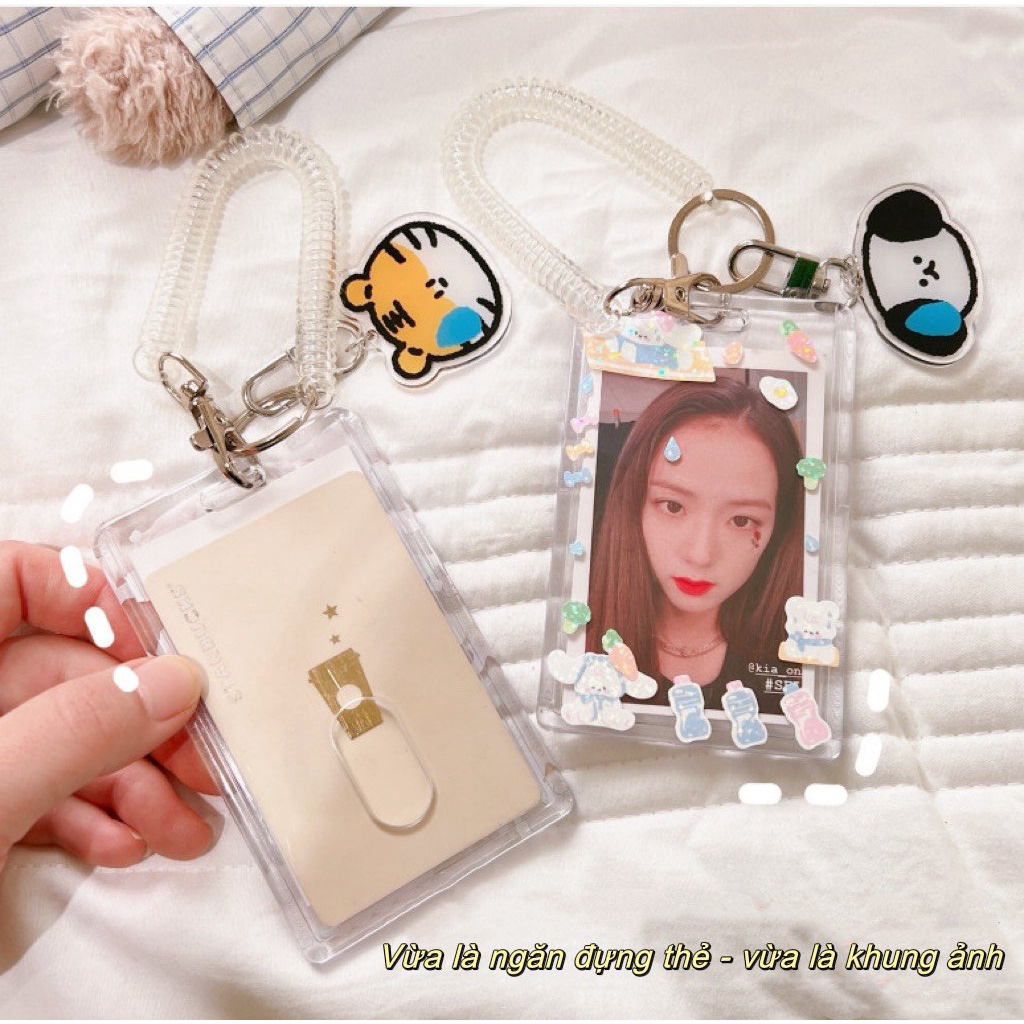 Móc khóa khung ảnh kiêm dây thẻ tên học sinh đeo tay tiện lợi phong cách idol Kpop Hàn Quốc quà tặng đẹp cute giá rẻ