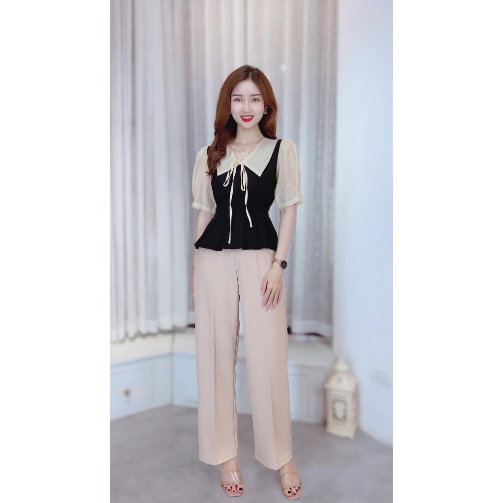 Áo sơ mi peplum công sở lưng thun che bụng CHUU A5559