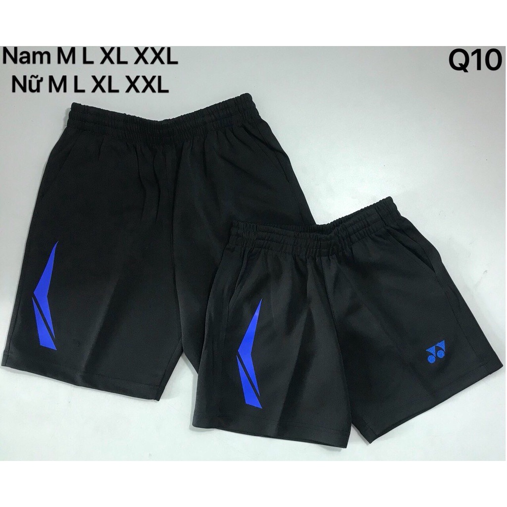 Quần đùi thể thao nam nữ logo xanh (chơi cầu lông, chạy bộ, tập gym...)