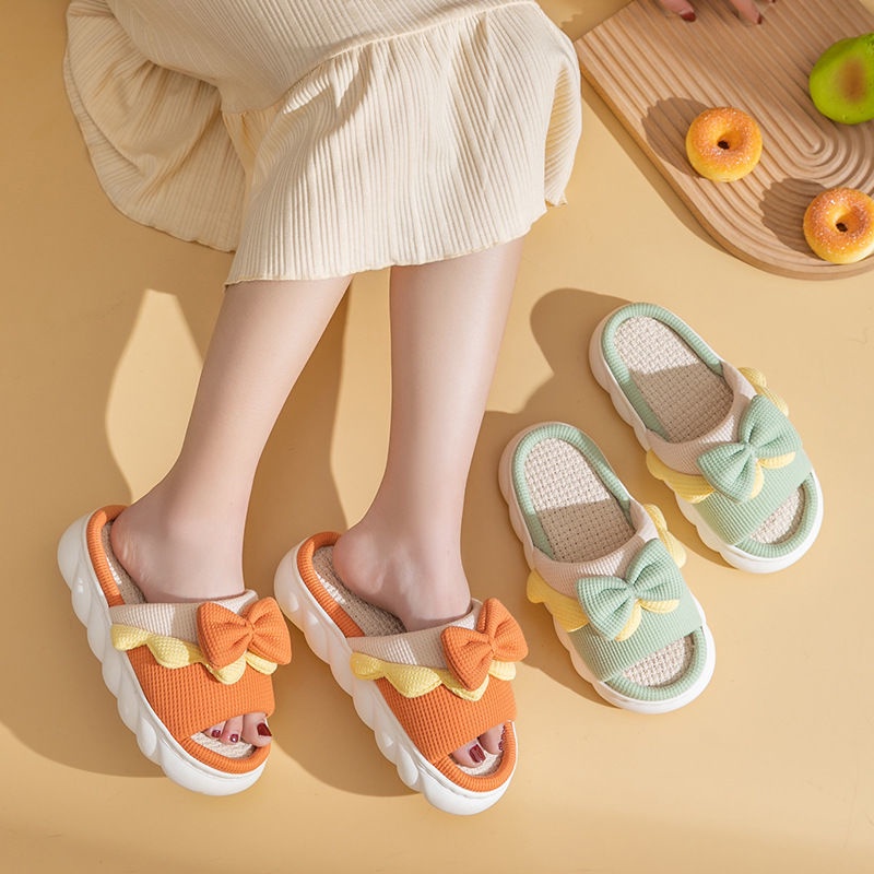 👩🏼‍❤️‍👩🏼Dép Đi Trong Nhà Đế Dày Bằng Vải Lanh Cotton Phong Cách Mới Thời Trang Xuân Thu Cho Nữ Dép xốp thời trang xinh xắn dành cho nữ