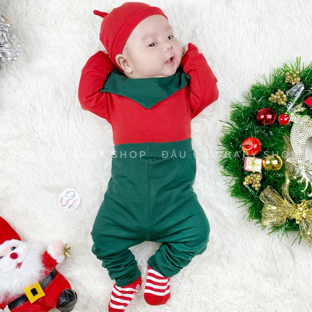 Body chip kèm quần, tặng mũ củ tỏi cho bé size 0-12M, body chip kèm quần Đậu Đậu