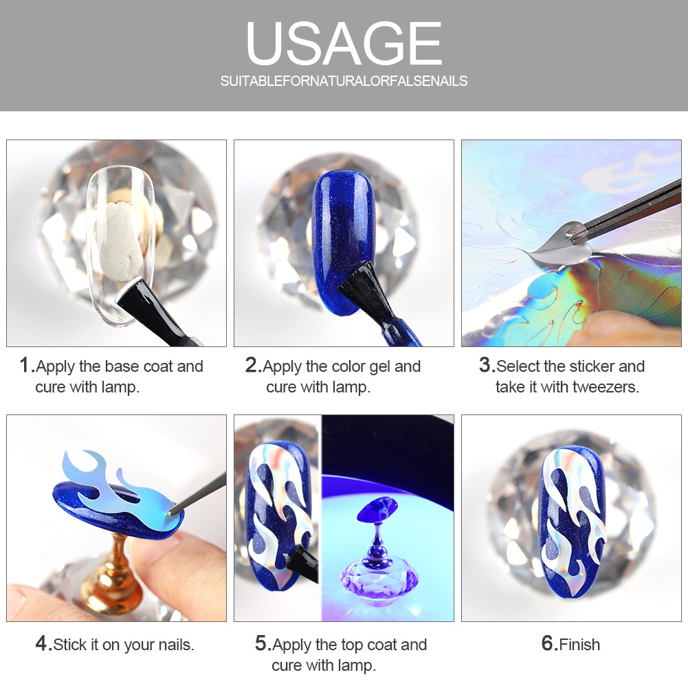 [Hàng mới về] Sticker Dán Móng Tay Họa Tiết Ngọn Lửa Trang Trí Nghệ Thuật