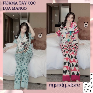 Bộ pijama lụa mango hàng thiết kế hình siêu đẹp - freesize dưới 60kg