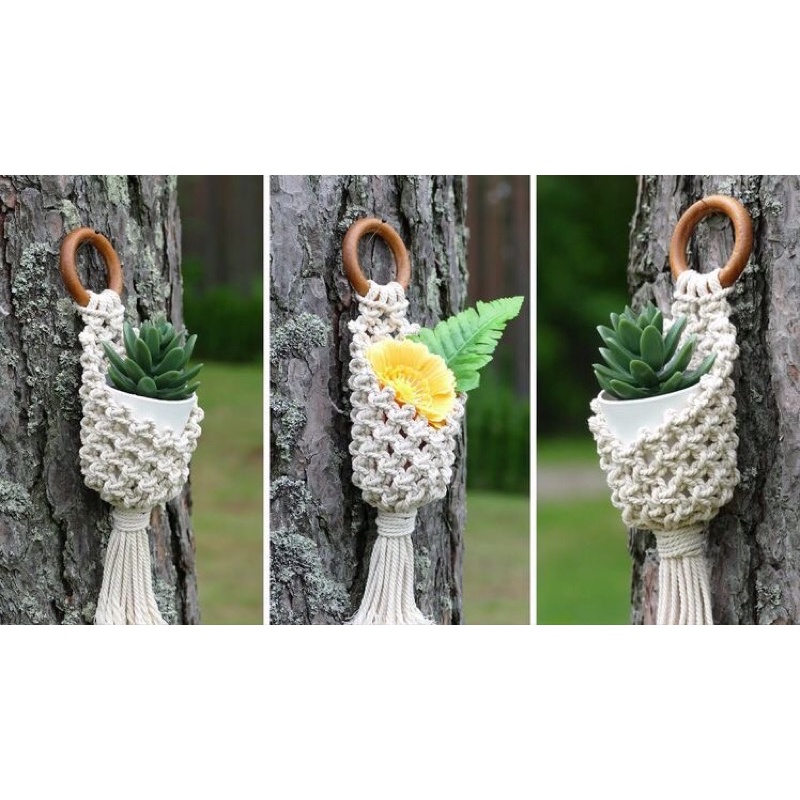 Rổ treo tường tổ chim macrame treo chậu cây, remote
