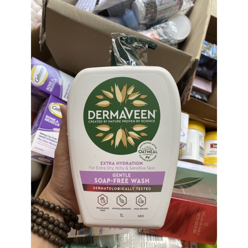 SỮA TẮM VÀ RỬA MẶT DỊU NHẸ DERMAVEEN GENTLE SOAP FREE WASH CHAI 1 LÍT