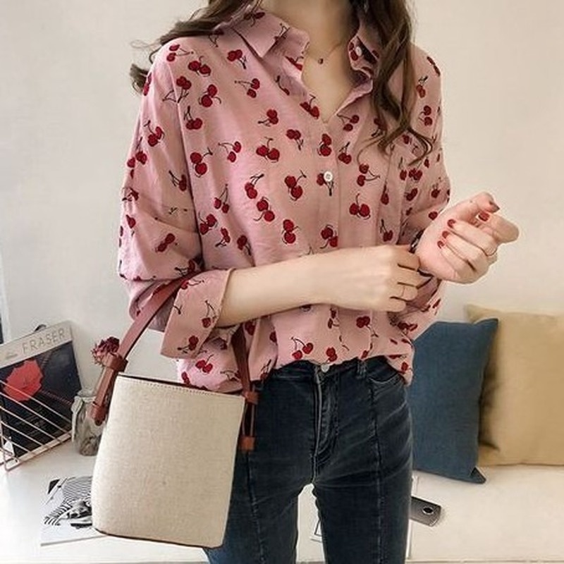 Xj-loose Áo Sơ Mi Ngọt Ngào Thời Trang Hàn Quốc borong Của Hàn Quốc Có Sẵn 1217 Cho Nữ