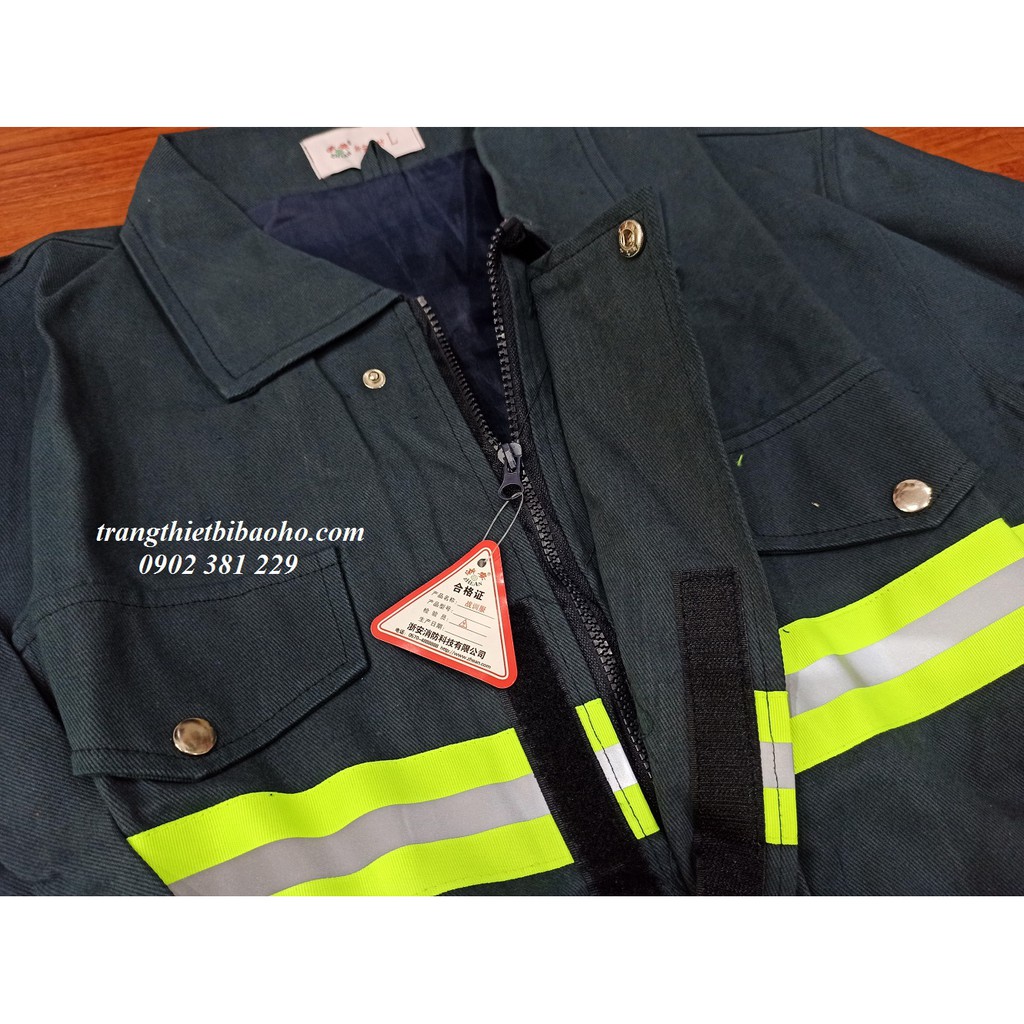 Quần áo phòng cháy chữa cháy màu xanh TT56 - hình thật