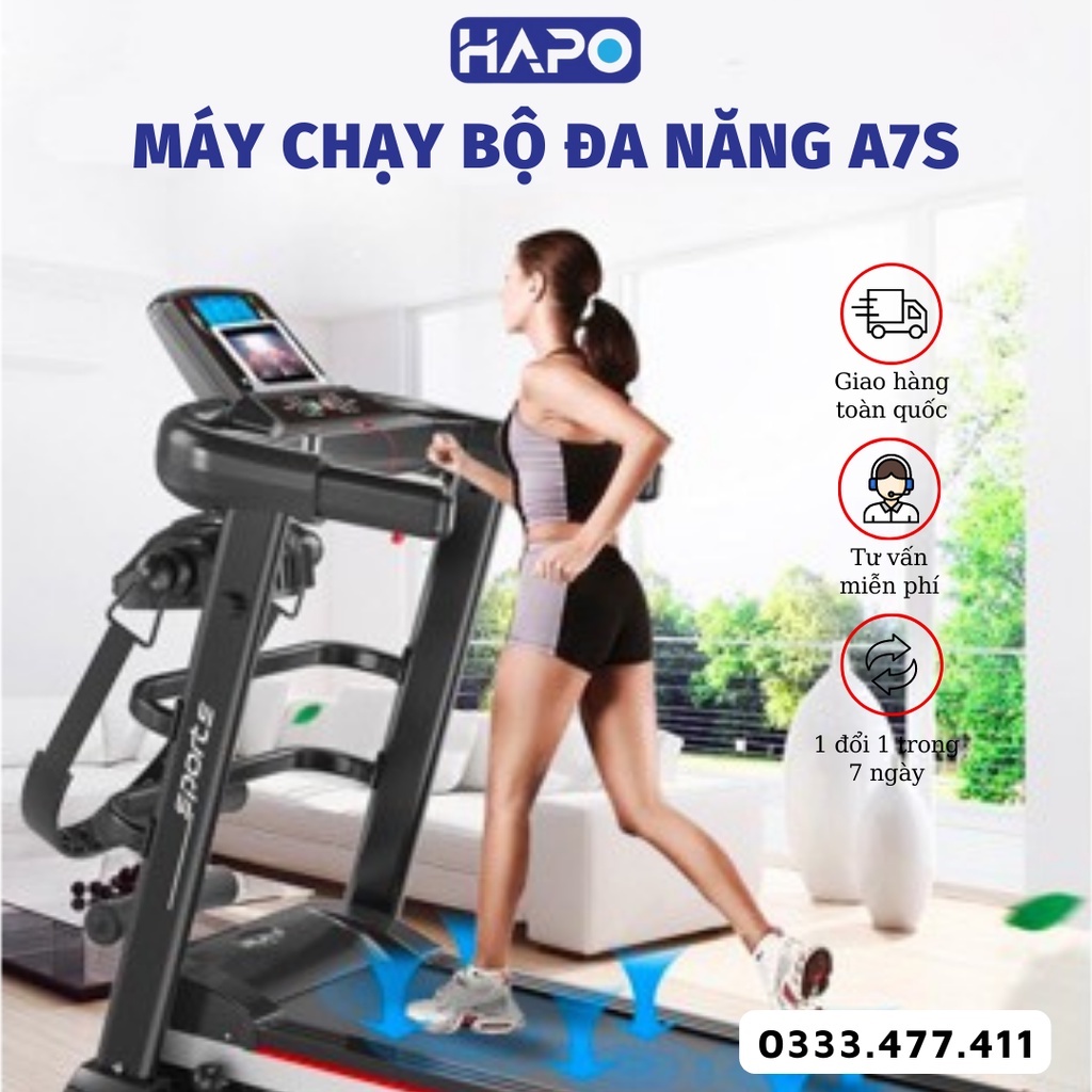 Máy Chạy Bộ Đa Năng A7S Hp04 Chính Hãng, Máy Tập Thể Dục Tại Nhà Gấp Gọn Giảm Mỡ Kèm Đai Massage Và Tạ