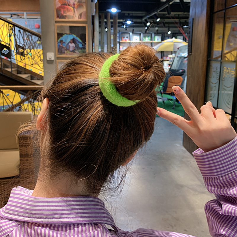 Dây cột tóc đuôi ngựa bằng len co giãn cho nữ thích hợp cho tóc dài &amp; xoăn