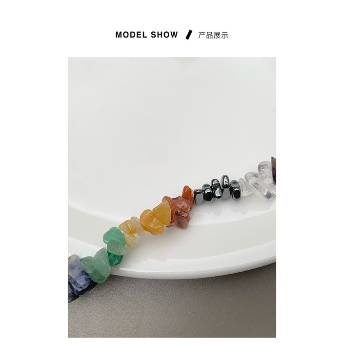 Vòng Cổ Xâu Hạt Đá Tự Nhiên Nhiều Màu Sắc Ngọt Ngào Cá Tính