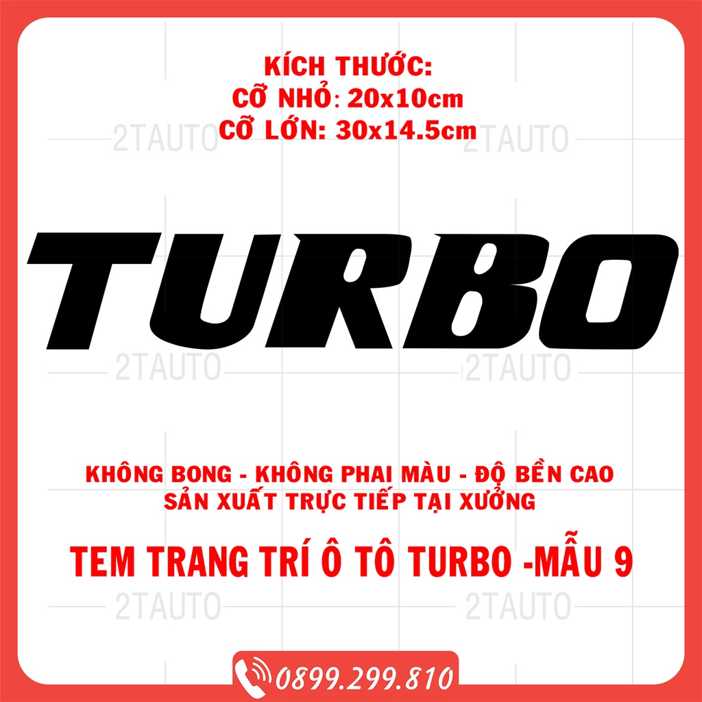 [GIÁ GỐC] Sticker chữ TURBO tem dán trang trí ô tô xe hơi chống nước, chống phai màu, mẫu mã đa dạng độc đáo - MẪU 9