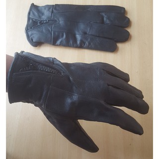 Găng Tay Da Dê Kéo Khóa Nam Màu Đen - Bảo Hành Da Thật 3 Năm - Đi Mưa Thoải Mái, Dễ Lái Xe - Không Bong Nổ