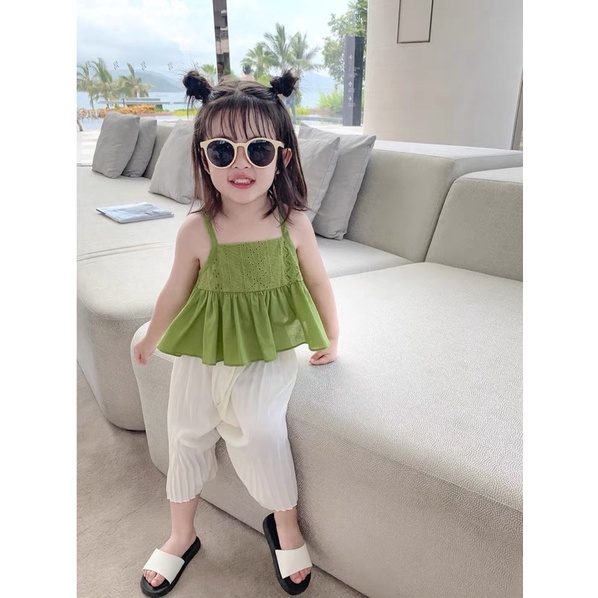 Áo 2 dây thô kèm tag hoa cho bé gái cực xinh thời trang mùa hè - Hàng QCCC