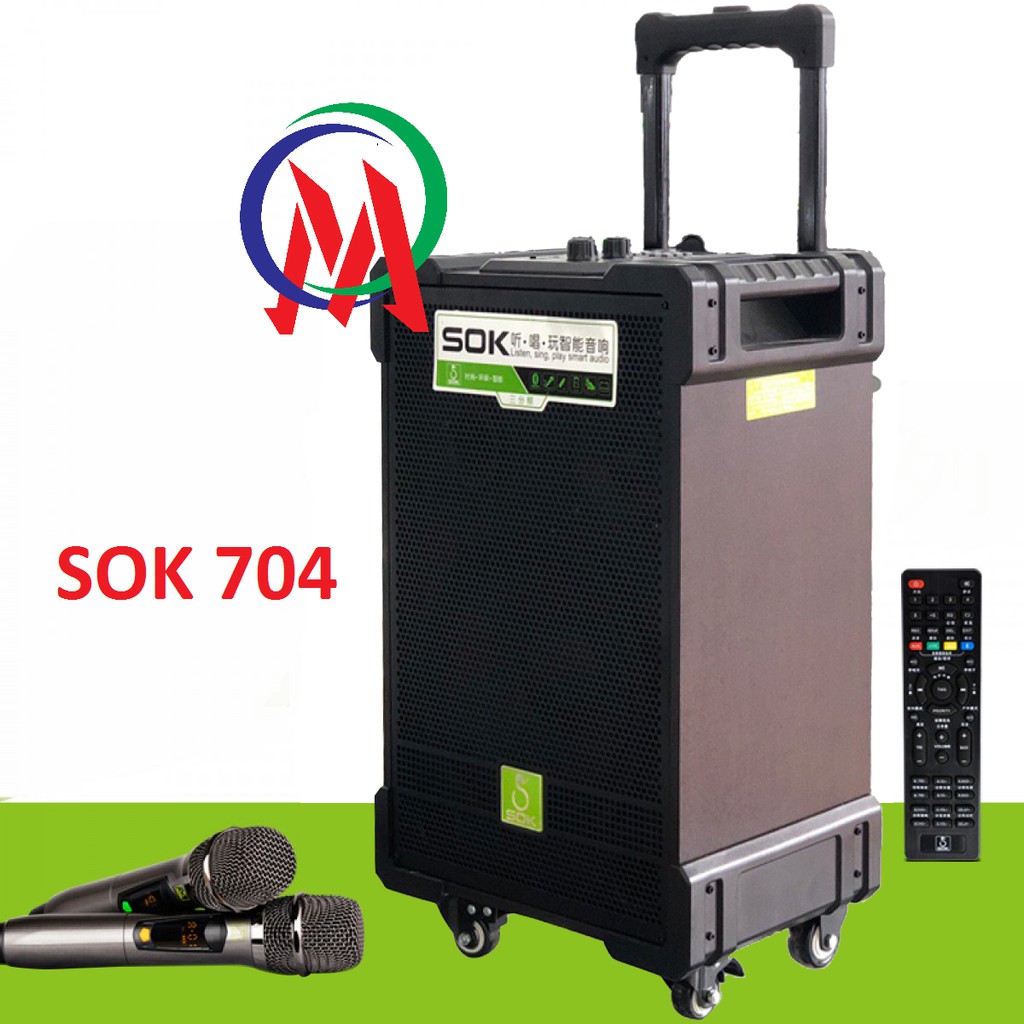 [LOA KÉO GỖ 4 TẤC + 2 MIC] LOA KÉO SOK 704