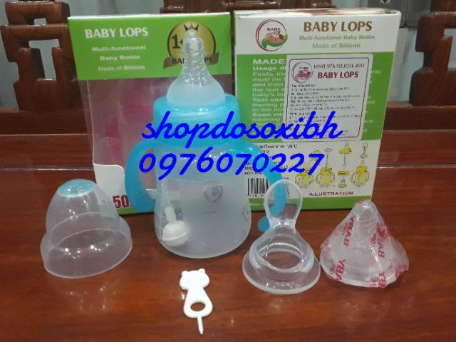 [Freeship đơn từ 150K] (Sỉ,lẻ)Bình sữa silicon BabyLops 150ml, 240ml tặng núm ti + núm thìa và dụng cụ thông vòi