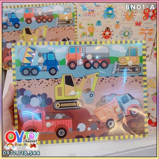 Bảng Đồ Chơi Xếp Hình Lắp Ráp Có Núm Gỗ Nhiều Chủ Đề Dành Cho Bé 1-5 Tuổi Phát Triển Nhận Thức