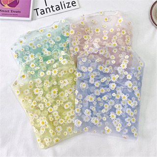 [ Nguyên liệu scrunchies ] Vải voan lưới hoa cúc hoạ mi - vải voan scrunchies - - cột tóc scrunchies