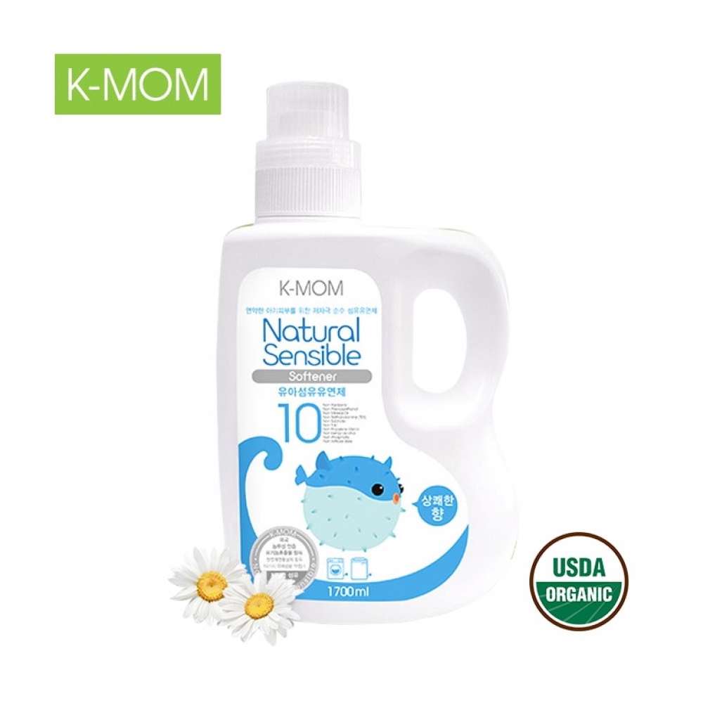 Nước xả vải hữu cơ K-Mom Hàn Quốc màu xanh KM13162 dạng can 1700ml