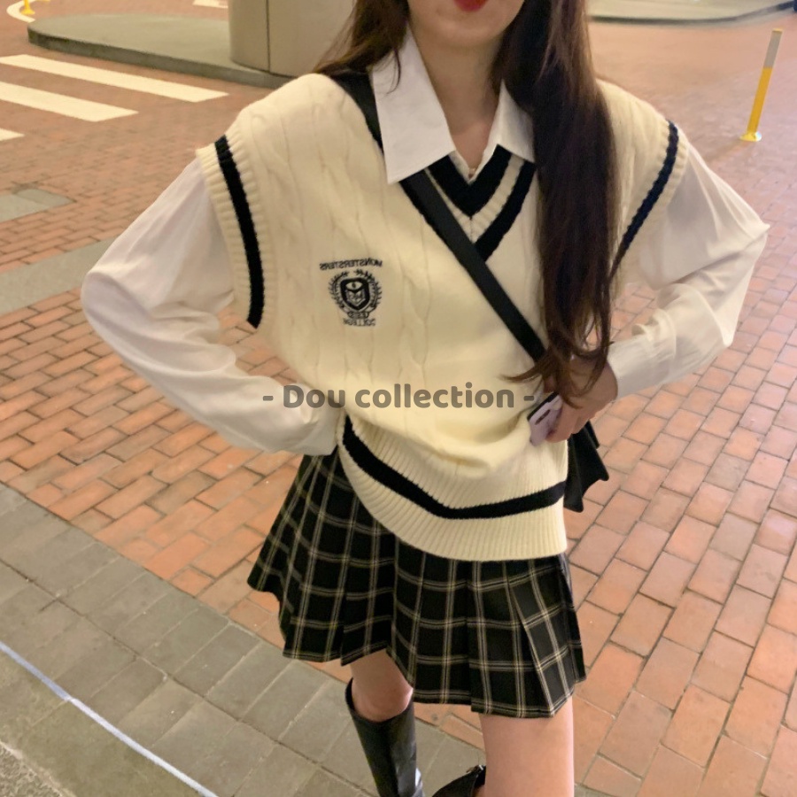 Áo Gile Unisex Trơn Vintage Áo Len Không Tay Dáng Xuông Thêu Logo Cá Tính Thời Trang Thu Đông - Mã TA018