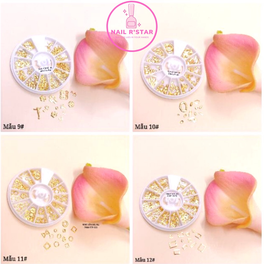 Phụ kiện inox vàng đa dạng chủ đề trang trí móng tay sang chảnh NAIL R’STAR