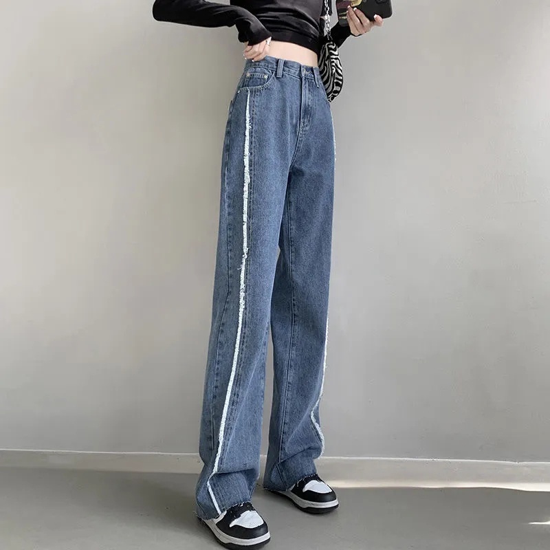 Quần Jeans Nữ Dài Lưng Cao Ống Rộng Thời Trang Hàn