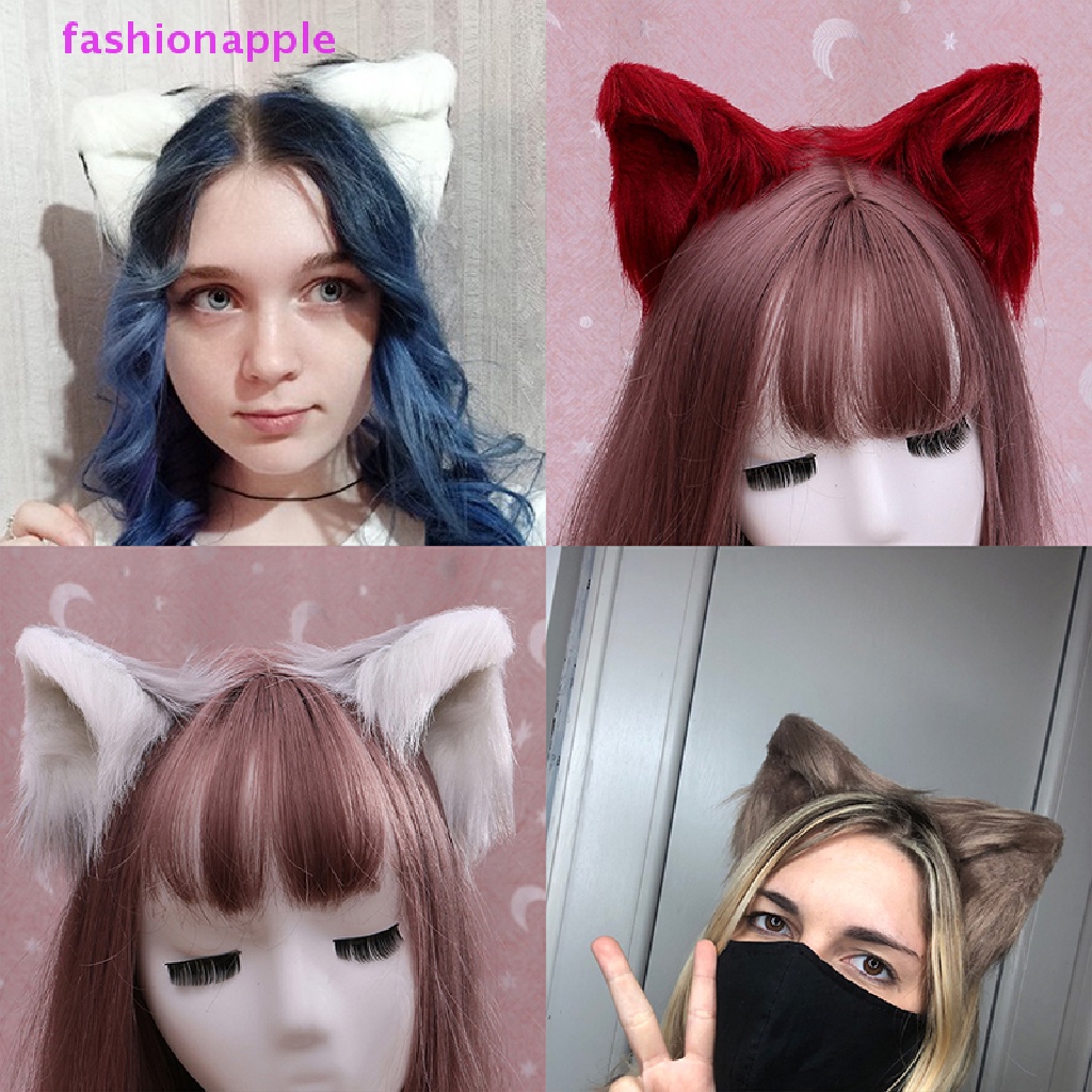 Kẹp Tóc Hình Tai Mèo Phối Lông Dễ Thương Phong Cách Lolita
