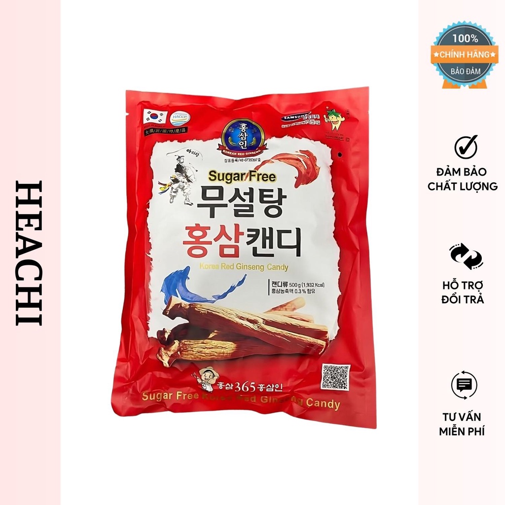 Kẹo hồng sâm không đường Hàn Quốc chính hãng 500gr HEACHI KS001