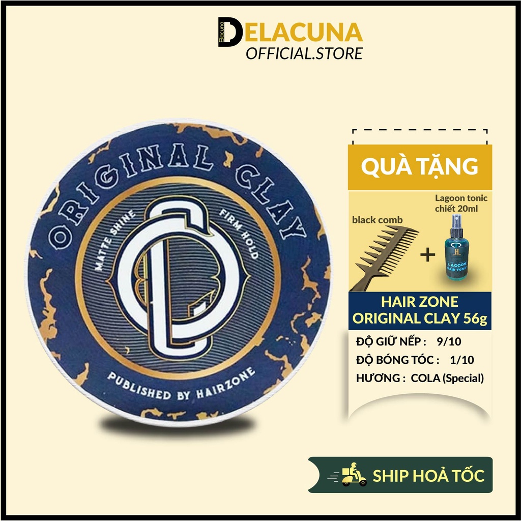 Sáp vuốt tóc nam Original Clay HAIRZONE giữ nếp cao cấp chính hãng giá rẻ Delacuna HZ01