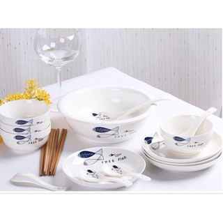 Bộ bát đĩa đẹp bằng sứ Giang Tô