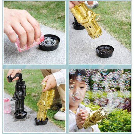 Đồ chơi phun bong bóng nước bằng nhựa hai màu vàng đen cho bé, 6.8x20x9 cm (1182PBB)