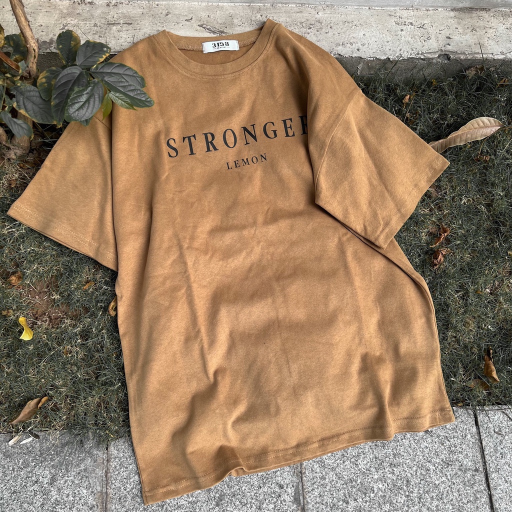 Áo thun tay lỡ nam nữ MEANSTORE phông in hình cotton vải mát form rộng phong cách Ulzzang - Stronger Lemon